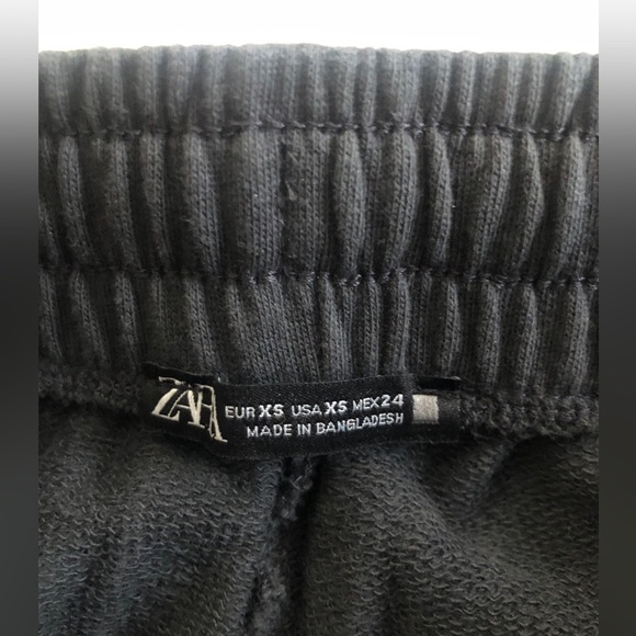 Zara Cropped Cotton Casual Pants w/ Drawstring Waist Gray Size XS - Picture 4 of 7